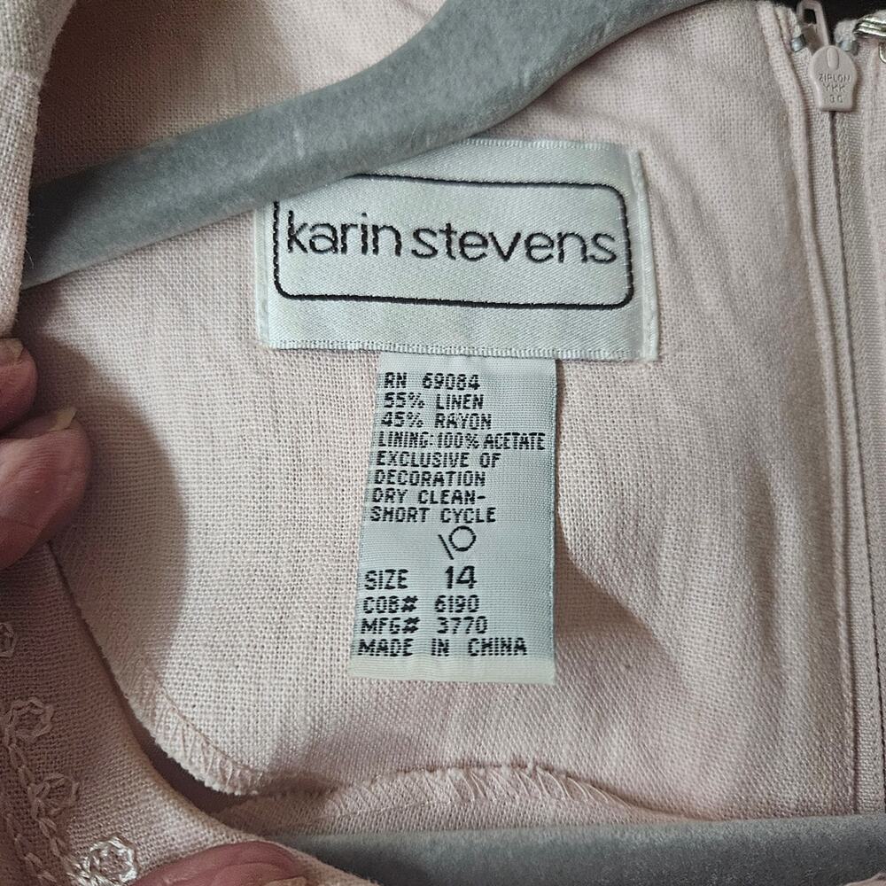 Vintage Karin Stevens Pink Embroidered Tea Dress | Mother of the Bride | 14 - Picture 8 of 8